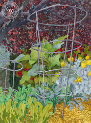 Tomato Cage, 1994, California art by Carolyn Lord. HD giclee art prints for sale at CaliforniaWatercolor.com - original California paintings, & premium giclee prints for sale