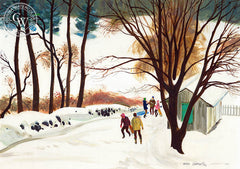 Maple in Winter Snow, (Westport), 1974, California art by Hardie Gramatky. HD giclee art prints for sale at CaliforniaWatercolor.com - original California paintings, & premium giclee prints for sale