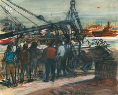 Dockside Crane, California art by Alex Ignatiev. HD giclee art prints for sale at CaliforniaWatercolor.com - original California paintings, & premium giclee prints for sale