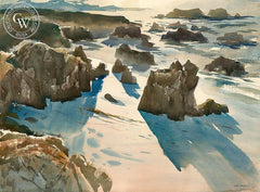 Carmel in the Evening, California art by Art Riley. HD giclee art prints for sale at CaliforniaWatercolor.com - original California paintings, & premium giclee prints for sale