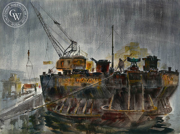 Del Norte Woodsman, California art by Art Riley. HD giclee art prints for sale at CaliforniaWatercolor.com - original California paintings, & premium giclee prints for sale