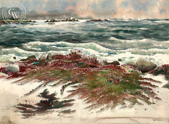 Grassy Rocks, 17 Mile Drive, Carmel, California art by Art Riley. HD giclee art prints for sale at CaliforniaWatercolor.com - original California paintings, & premium giclee prints for sale