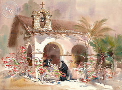 Little Mission, California art by Art Riley. HD giclee art prints for sale at CaliforniaWatercolor.com - original California paintings, & premium giclee prints for sale