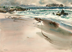 Storm Debris, Carmel, a California watercolor painting by Art Riley. HD giclee art prints for sale at CaliforniaWatercolor.com - original California paintings, & premium giclee prints for sale