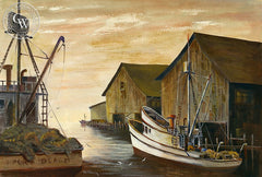 Newport Beach Harbor, c. 1930, California art by William Arthur Paxton. HD giclee art prints for sale at CaliforniaWatercolor.com - original California paintings, & premium giclee prints for sale