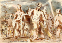 Return from the Movies, 1944, California art by Barse Miller. HD giclee art prints for sale at CaliforniaWatercolor.com - original California paintings, & premium giclee prints for sale