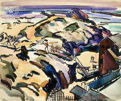 Summer in Corona del Mar, c. 1950's, California art by Barse Miller. HD giclee art prints for sale at CaliforniaWatercolor.com - original California paintings, & premium giclee prints for sale
