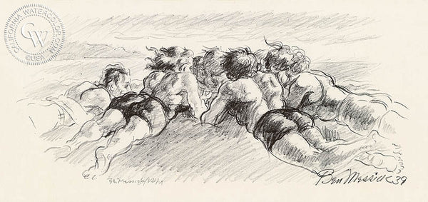 Ben Messick - Beach Party, 1939 - California art - fine art print for sale, giclee watercolor print - Californiawatercolor.com