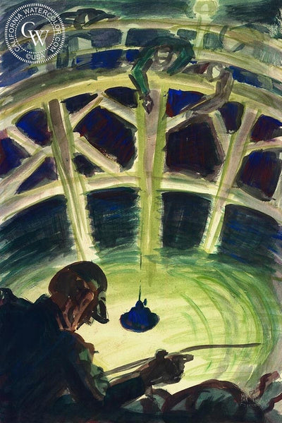 Night Fishing, Long Beach, California art by Ben Messick. HD giclee art prints for sale at CaliforniaWatercolor.com - original California paintings, & premium giclee prints for sale