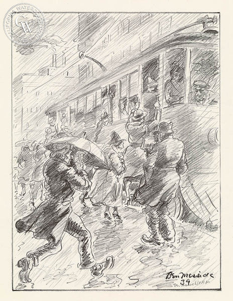 Ben Messick - Rainy Day, 1939 - California art - fine art print for sale, giclee watercolor print - Californiawatercolor.com