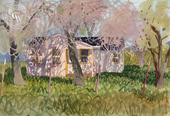 Arroyo Road Ranch House, 1988, California art by Carolyn Lord. HD giclee art prints for sale at CaliforniaWatercolor.com - original California paintings, & premium giclee prints for sale