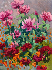 Cul-de-Sac Roses, California art by Carolyn Lord. HD giclee art prints for sale at CaliforniaWatercolor.com - original California paintings, & premium giclee prints for sale