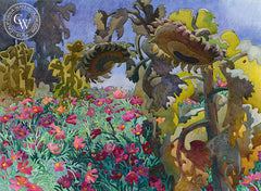 Eclipsed Sunflowers, 2010, California art by Carolyn Lord. HD giclee art prints for sale at CaliforniaWatercolor.com - original California paintings, & premium giclee prints for sale