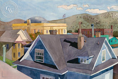 Elko County Courthouse, 1985, California art by Carolyn Lord. HD giclee art prints for sale at CaliforniaWatercolor.com - original California paintings, & premium giclee prints for sale