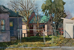 Groundhog Quince, 1984, California art by Carolyn Lord. HD giclee art prints for sale at CaliforniaWatercolor.com - original California paintings, & premium giclee prints for sale