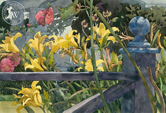 The Blue Fencepost, 1982, California art by Carolyn Lord. HD giclee art prints for sale at CaliforniaWatercolor.com - original California paintings, & premium giclee prints for sale