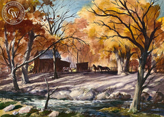 Brooke and Pasture, California art by Charles Payzant. HD giclee art prints for sale at CaliforniaWatercolor.com - original California paintings, & premium giclee prints for sale
