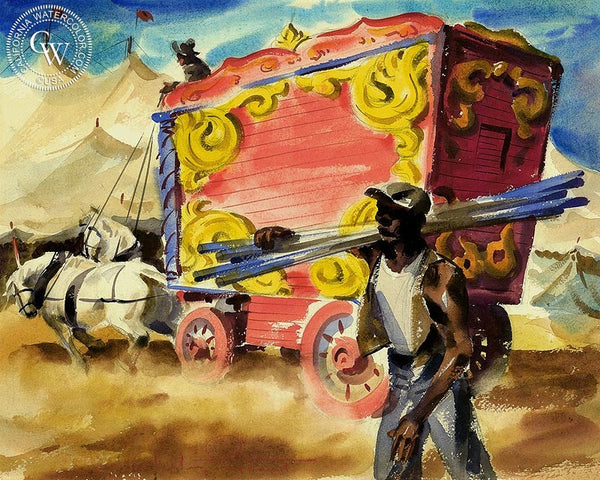 Circus Wagon, California art by Charles Payzant. HD giclee art prints for sale at CaliforniaWatercolor.com - original California paintings, & premium giclee prints for sale