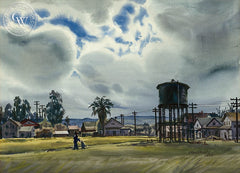 South Palo Alto, 1946, California art by Daniel Mendelowitz. HD giclee art prints for sale at CaliforniaWatercolor.com - original California paintings, & premium giclee prints for sale
