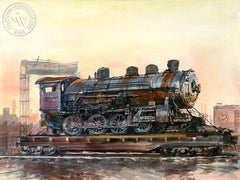 Nite Train, California art by David Solomon. HD giclee art prints for sale at CaliforniaWatercolor.com - original California paintings, & premium giclee prints for sale