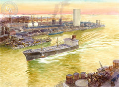 San Pedro Harbor, California art by David Solomon. HD giclee art prints for sale at CaliforniaWatercolor.com - original California paintings, & premium giclee prints for sale