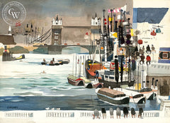 View from London Bridge, 1959, California art by Dong Kingman. HD giclee art prints for sale at CaliforniaWatercolor.com - original California paintings, & premium giclee prints for sale