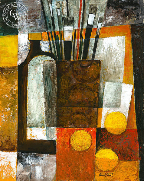 Still Life Abstract in Red and Yellow, art by Duval Eliot, California artist, Californiawatercolor.com