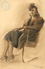 Waiting at the Station, 1938, art by Duval Eliot, California artist, Californiawatercolor.com