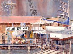 Long Beach Harbor, California art by Ed Kelly. HD giclee art prints for sale at CaliforniaWatercolor.com - original California paintings, & premium giclee prints for sale