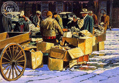 Chicago Market Scene, c. 1940s, California art by Frank J. Gavencky. HD giclee art prints for sale at CaliforniaWatercolor.com - original California paintings, & premium giclee prints for sale