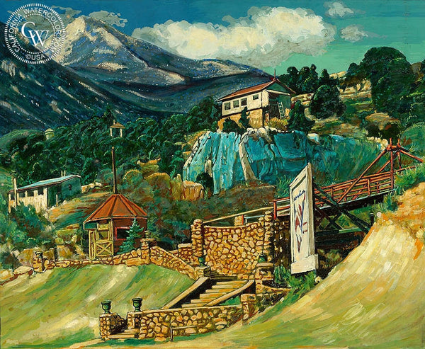 The Stairs, c. 1930s, California art by Frank J. Gavencky. HD giclee art prints for sale at CaliforniaWatercolor.com - original California paintings, & premium giclee prints for sale