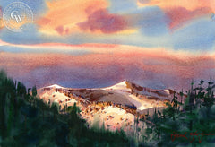 Alpenglow, Yellowstone National Park, California art by Frank LaLumia. HD giclee art prints for sale at CaliforniaWatercolor.com - original California paintings, & premium giclee prints for sale