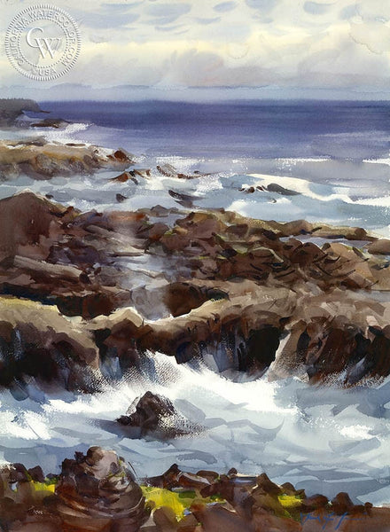 The Spouting Horn, Captain Cook's Chasm, Cape Perpetua, Oregon, California art by Frank LaLumia. HD giclee art prints for sale at CaliforniaWatercolor.com - original California paintings, & premium giclee prints for sale