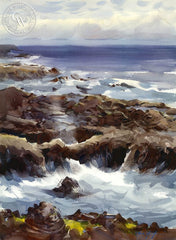 The Spouting Horn, Captain Cook's Chasm, Cape Perpetua, Oregon, California art by Frank LaLumia. HD giclee art prints for sale at CaliforniaWatercolor.com - original California paintings, & premium giclee prints for sale