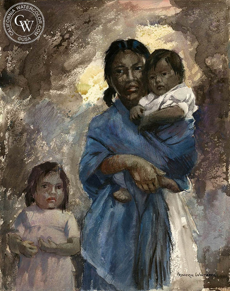 Frederic Whitaker - The Indian Mother, California art, original California watercolor art for sale - CaliforniaWatercolor.com