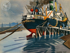 Fueling Up, Redwood City, CA, California art by George Post. HD giclee art prints for sale at CaliforniaWatercolor.com - original California paintings, & premium giclee prints for sale