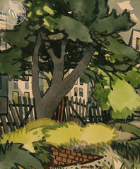 Picket Fence, California art by George Post. HD giclee art prints for sale at CaliforniaWatercolor.com - original California paintings, & premium giclee prints for sale