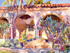 Evening Light, San Juan Capistrano, California art by Glen Knowles. HD giclee art prints for sale at CaliforniaWatercolor.com - original California paintings, & premium giclee prints for sale