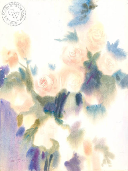 Peach Roses, California art by Glen Knowles. HD giclee art prints for sale at CaliforniaWatercolor.com - original California paintings, & premium giclee prints for sale