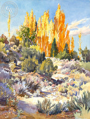 There's Gold in the Wash, California art by Glen Knowles. HD giclee art prints for sale at CaliforniaWatercolor.com - original California paintings, & premium giclee prints for sale