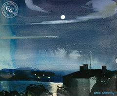 Gracie Mansion at Night, 1941, California art by Hardie Gramatky. HD giclee art prints for sale at CaliforniaWatercolor.com - original California paintings, & premium giclee prints for sale