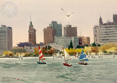 Lake Merritt, Oakland California, California art by Jade Fon. HD giclee art prints for sale at CaliforniaWatercolor.com - original California paintings, & premium giclee prints for sale