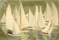 Jae Carmichael - Newport Harbor, 1953, California art, original California watercolor art for sale - CaliforniaWatercolor.com