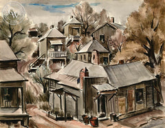 Chavez Ravine, 1941, California art by James Couper Wright. HD giclee art prints for sale at CaliforniaWatercolor.com - original California paintings, & premium giclee prints for sale