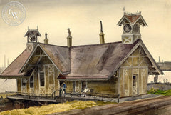 Old Sailors Haven, 1939, California art by James Hollins Patrick. HD giclee art prints for sale at CaliforniaWatercolor.com - original California paintings, & premium giclee prints for sale