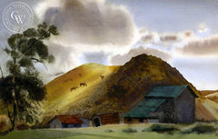 Spring Grazing, 1939, California art by James Hollins Patrick. HD giclee art prints for sale at CaliforniaWatercolor.com - original California paintings, & premium giclee prints for sale