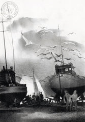 The First Sail, 1938, California art by James Hollins Patrick. HD giclee art prints for sale at CaliforniaWatercolor.com - original California paintings, & premium giclee prints for sale