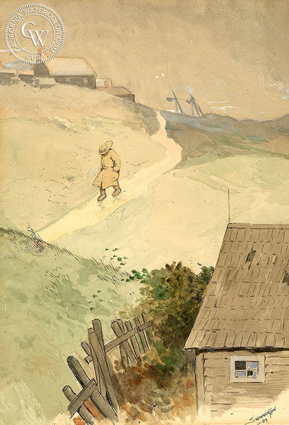 Windy Trail, 1903, California art by James Guilford Swinnerton. HD giclee art prints for sale at CaliforniaWatercolor.com - original California paintings, & premium giclee prints for sale