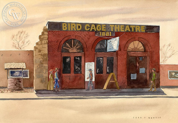 Bird Cage Theatre, Tombstone, Arizona, California art by John B. Munroe. HD giclee art prints for sale at CaliforniaWatercolor.com - original California paintings, & premium giclee prints for sale