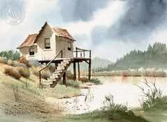 On the Lake, California art by Ken Decker. HD giclee art prints for sale at CaliforniaWatercolor.com - original California paintings, & premium giclee prints for sale